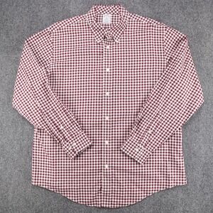Brooks Brothers 1818 Regent Mens XL Burgundy Gingham Non-Iron Cotton Button Down